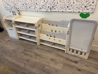 Kids Toy Storage Organizer with 10 Removable Bins, Foldable Toy Organizers and Storage