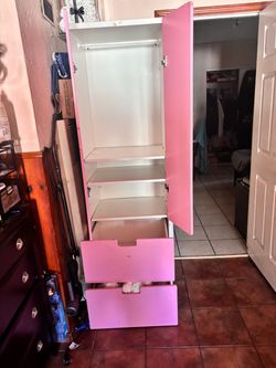 Pink Kids Wardrobe / Armoire – 2 Drawers & Hanging Space