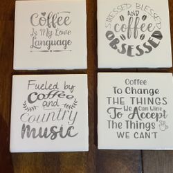 Handmade Ceramic Tiles With Coffee Sayings