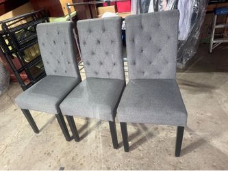 Set of 6 Modern Gray Upholstered Dining Chairs
