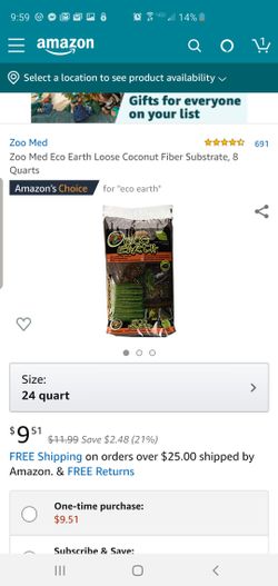 Zoo Med Eco Earth Loose Coconut Fiber Substrate, 8 Quarts