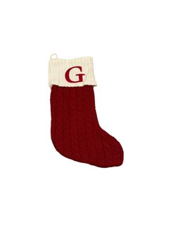 St Nicholas Square Cable Knit Monogram Stocking G