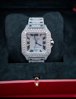 Custom Iced-Out Moissanite Watch – D-Color VVS (Never Worn)