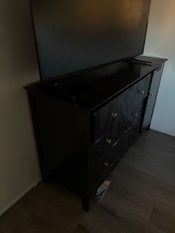Black Dresser with Gold Knobs