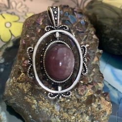 Purple Mica Leopoldite Spinning Pendant Silver Plated No Chain