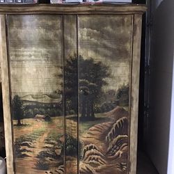 Media Armoire With Beautiful Painted Doors