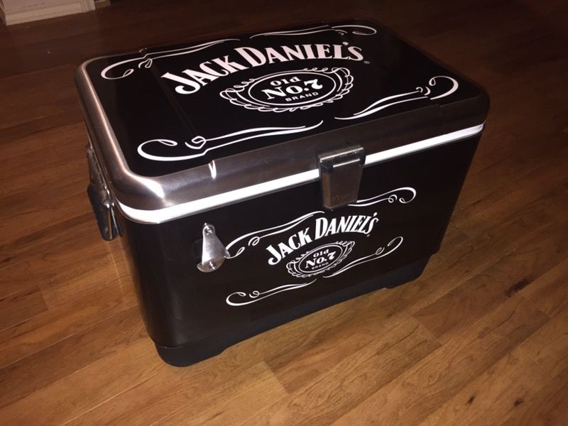 Igloo Jack Daniels 54 Quart stainless steel ice chest cooler.