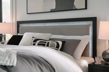 Maeling Black/Gray King UPH Panel Headboard (Online Special Price)
