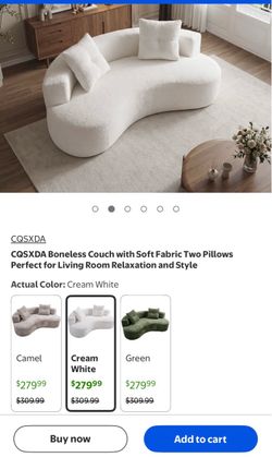 Cream white curved boneless couch