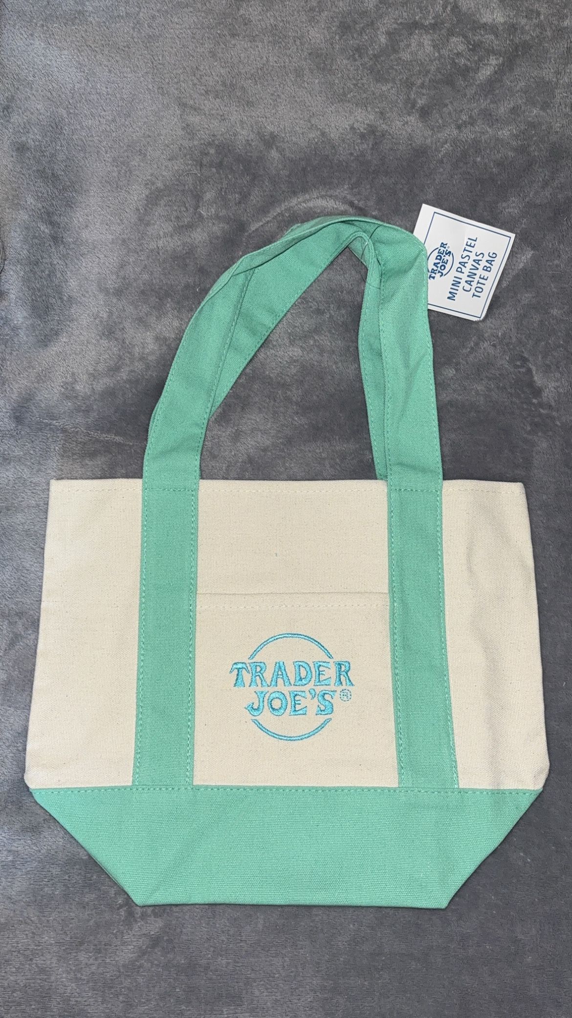 Trader Joes Turquoise Mini Tote Bag