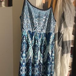 Long Blue Pattern Dress