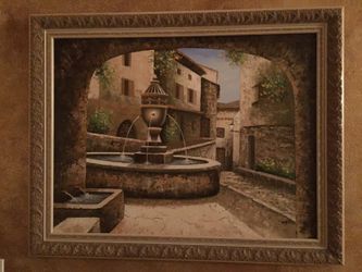 Oil painting in canvas with custom wood frames