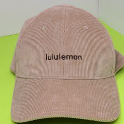 Lululemon corduroy Baseball Logo Cap Tan Hat One Size Gym Casual