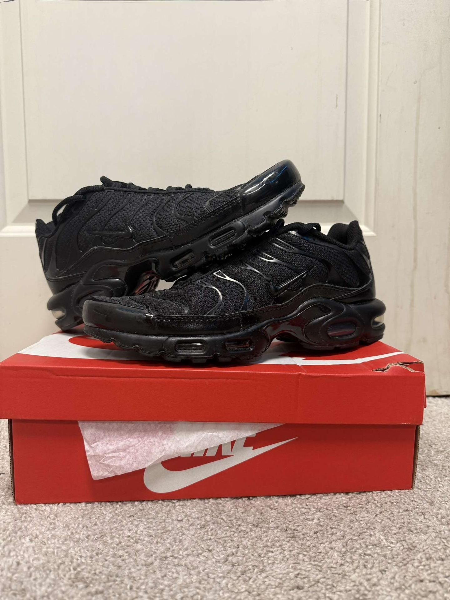 Black Nike Air Maxs Plus, Size 10.5
