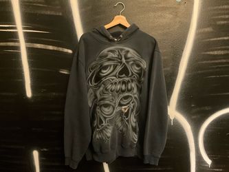 Carhartt Custom Big Skull Airbrush Hoodie - Carbon Heather - L