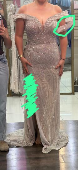 Beaded Off-Shoulder Formal Gown