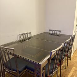 🪑 Glass Side/Console Table + Extendable Dining Table & 6 Chairs – (Must read description)