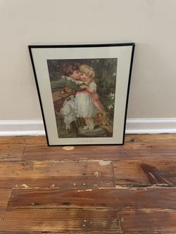 🖼️ 🖼️🖼️ VINTAGE - ANTIQUE  “Over The Garden Wall" by Frederick Morgan Matted And Framed Beautiful🖼️🖼️🖼️