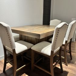 Wooden Dining Table With Wine Rack 