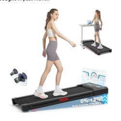 Walking Pad Treadmill with 12% 9-Level Auto Incline, 450 lbs Capacity RGB LED Screen, Bluetooth Speaker Under Desk Treadmill, Compact Treadmills for H