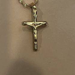 18kt Semi Fine Gold And Sterling Silver Crucifix…new