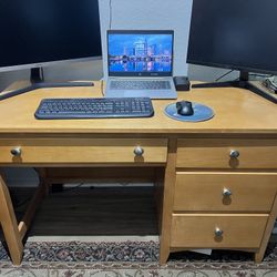 Solid Wood Desk (Maple) - 3 drawers and fold out keyboard tray