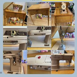 Vintage Singer 403A Sewing Machine with Cabinet 