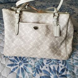 Bolsa Coach Blanco Y Gris Mediana