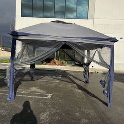 XMAS SALE!! $85 11x11 ft Gazebo Tent with Mosquito Netting, Water Resistance. Blue And White Color