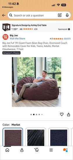 Big Joe Bean Bag Chair 7’