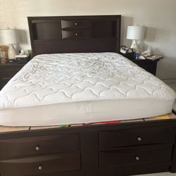 Queen bed frame With Storage Drawers 