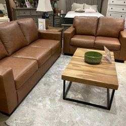 Genuine Leather Sofa And Love Seat In Stock For Fast Delivery 