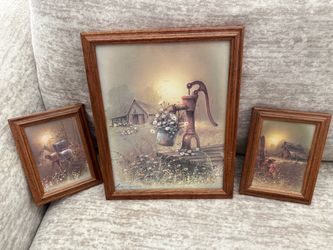 Set of 3 Rustic Farmhouse Framed Prints