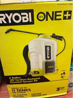 RYOBI ONE+ 4 gallon 18v cordless backpack chemical sprayer kit