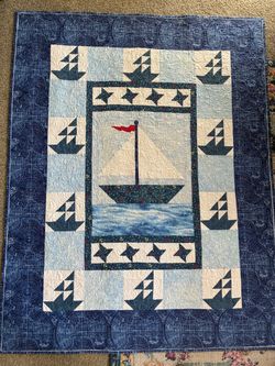Nautical Little Boy Room or Baby Nursery Quilt, Curtains, and Wall Decor