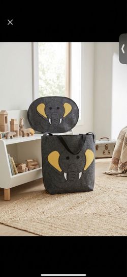 Elephant Felt Storage Bin with Lid