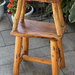 Pair Of Small Handmade Wooden Benches - Flower Display