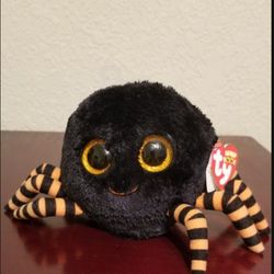 TY BEANIE BOO CRAWLY SPIDER GLITTERY EYES PLUSH 