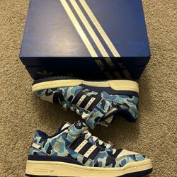 Bape Adidas Forum Low 84 30th Anniversary Blue Camo Size 8.5