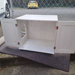 Light grey & white cat litter cover cabinet, litter box furniture