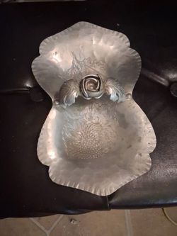 Vintage Silver Metal Decorative Dish