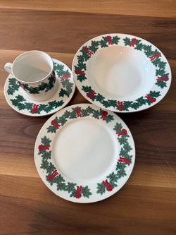Libbey Gold rim Holley Ribbon dish set vintage