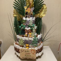 Jungle Safari  diaper cake for baby shower