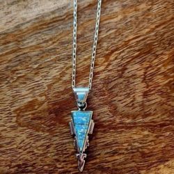 Vintage Calvin Begay SS Opal Pendant Necklace