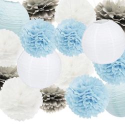 Brand new 13pcs decorative paper pom pom lantern for wedding birthday baby shower graduation meeting event home party decoration DIY art craft suppli