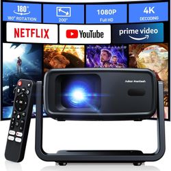 Aubor Mentech 180° Rotatable / Built-in APPs] 4k Projector with WiFi and Bluetooth