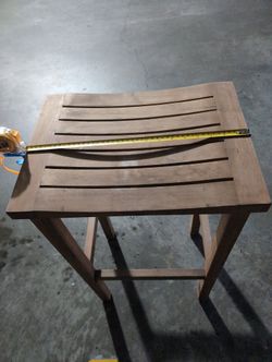 Pair of Wooden Slatted Counter Stools – Teak/Acacia Style