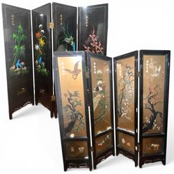 Vintage 4-Panel Chinese Lacquer Folding Room Divider Screen