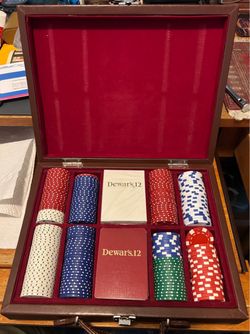 Poker chips in case Dewars12 $20/OBO