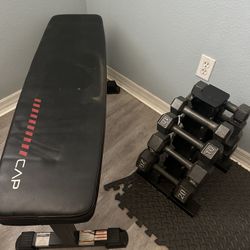 Workout Bench And Weights With Rack 